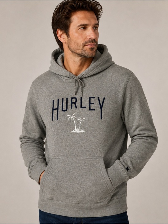 Hurley Other - HURLEY Men's Gray Hoodie with Palm Logo Sz XL Quality Trusted Brand Athleticwear